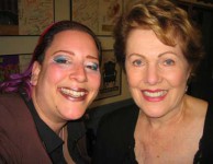 Diva actress Lynn Redgrave having a reunion with SKY 20 years later backstage at the Mark Taper Theatre.